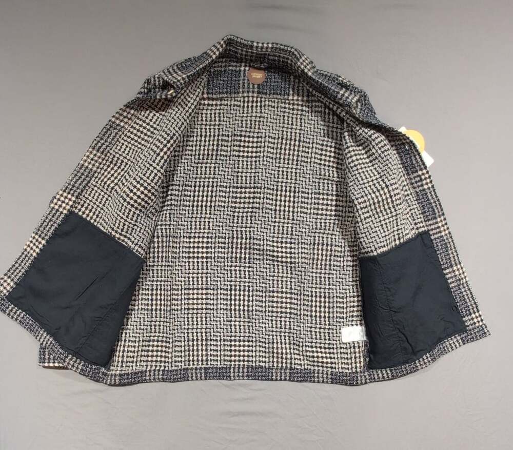 Common People Navy Blue and White Plaid Houndstooth Tweed Shacket Jacket Size L